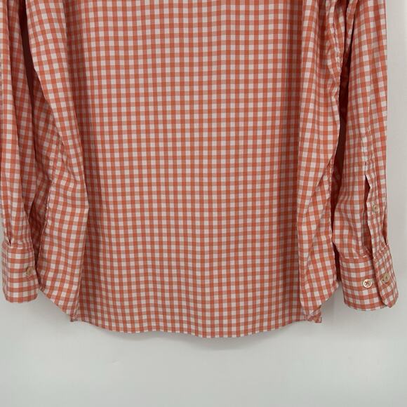 Southern Tide Nassau Gingham Performance Shirt Orange Long Sleeve Size XL - Picture 8 of 10